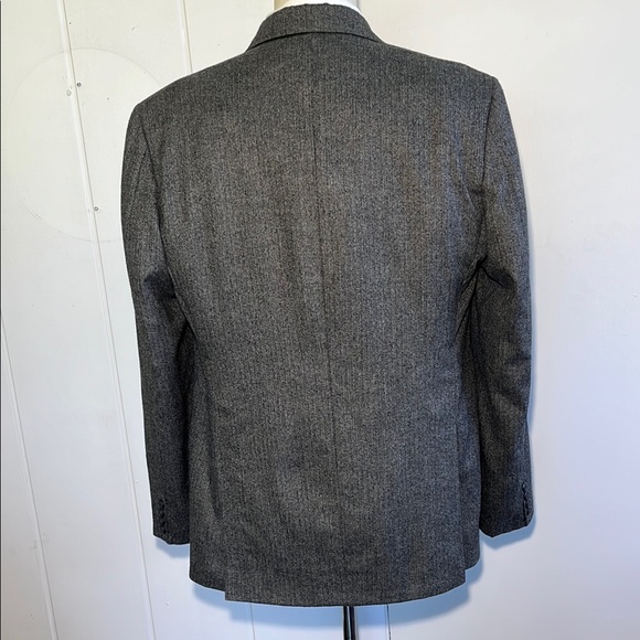 -Loro Piana M Ram Cashmere Silk Wool Blend Grey Herringbone Blazer Men's 42R - Picture 4 of 12